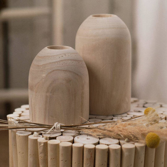 Today Wooden Beige Vase Φ33xH21cm