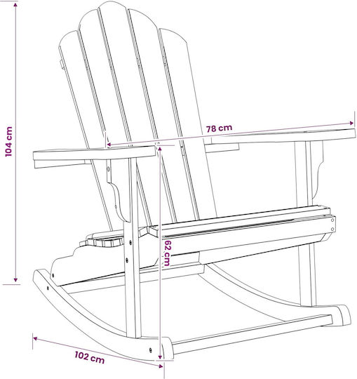 Rocking Hölzernen Gartenstuhl Adirondack Natur 78x102x104cm