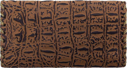 Tabaktasche Unisex Muster Kroko Stoff Mit Taste Braun