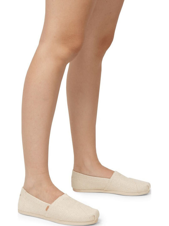 Toms Undyed Metallic Stripe Linen Alpargata Fabric Espadrilles Beige