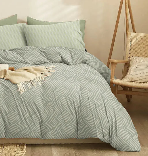 Cokitex Marta Marty Bed Sheet Set Super King with Rubber Hugger 170x200+30cm Sage (4 Pieces)