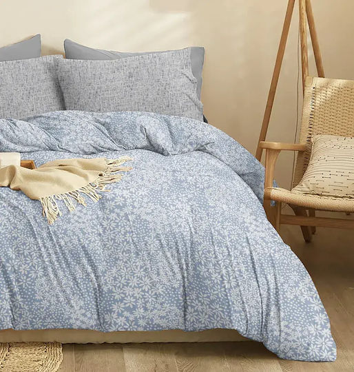 Cokitex Marta Pansy Set Bed Sheets Double 205x260cm Denim 4 Pieces