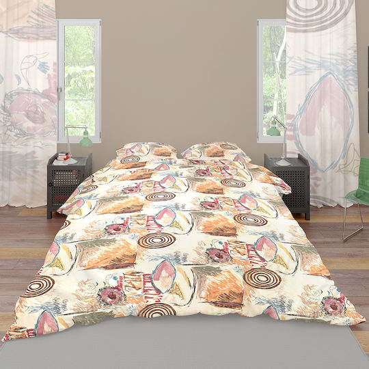 Dimcol Meltemi Bed Sheet Set with 1 Pillowcase Single 160x240cm Meltemi 159 2 Pieces