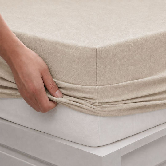 Cearceaf De Pat Dublu Cu Hugger Din Cauciuc 160x200cm Bej
