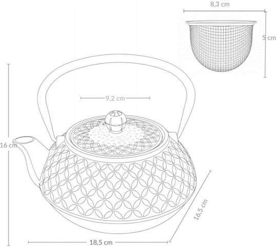 Кетъл с филтър Чугунен Меден 1000ml