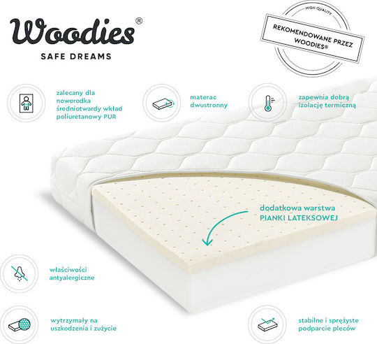 Woodies Safe Dreams Στρώμα Κούνιας με Latex 40cmx90cmx6.5cm