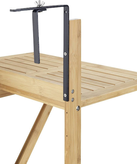 Masă Pentru Spații Exterioare Mici Din Bambus Pliabilă Maro 60.5x42cm