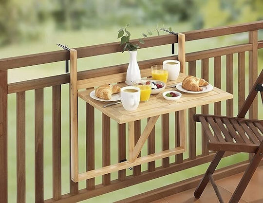 Masă Pentru Spații Exterioare Mici Din Bambus Pliabilă Maro 60.5x42cm