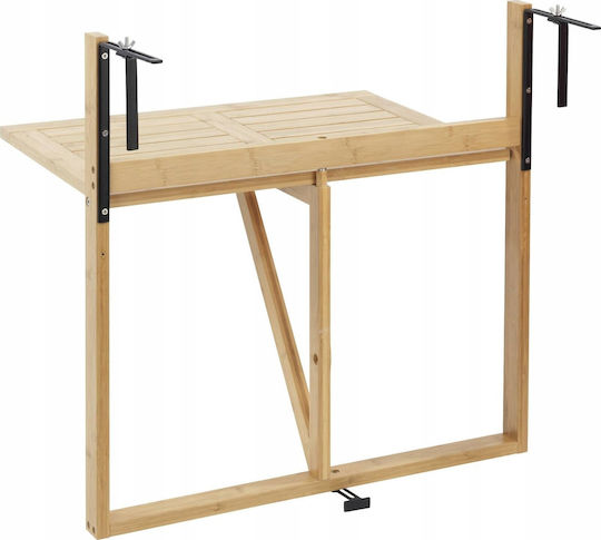 Masă Pentru Spații Exterioare Mici Din Bambus Pliabilă Maro 60.5x42cm