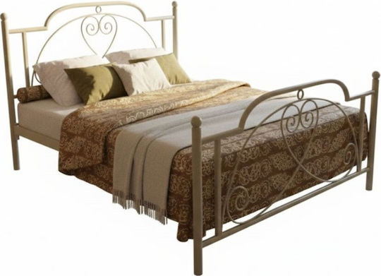 Έλλη Bett Einzel Metall Ecru Für Matratze 90x200cm