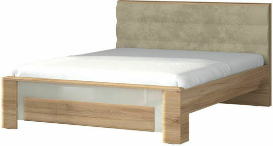 Giallo Κρεβάτι Υπέρδιπλο για Στρώμα 160x200cm Pacific Walnut / Beige Lacquer