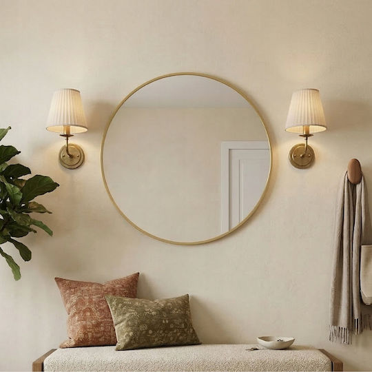 Edaxo Round Bathroom Mirror from Metal 80x80cm Gold