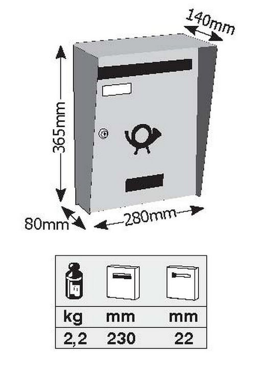 Viometal Briefkasten Für Draußen Metallisch In Weiß Farbe 28x8x36.5cm