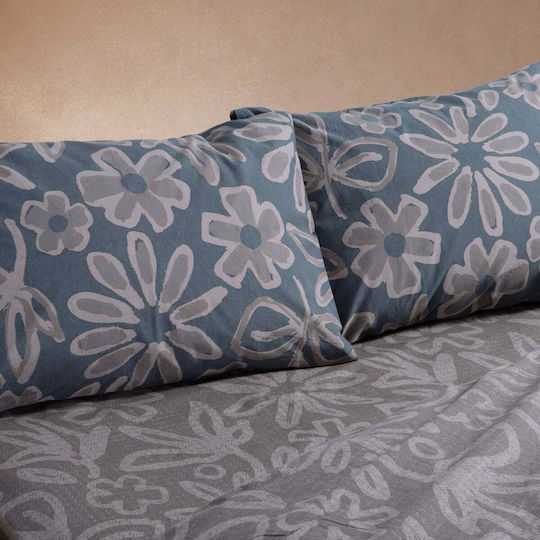 Nef-Nef Homeware Подредба Пликове за завивки 100% памук 240x230cm Упердипла с 2 Калъфки за възглавници Harmony Bordo