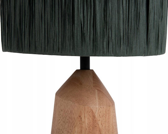 BigBuy Wooden Table Lamp for E27 Socket with Black Shade and Base
