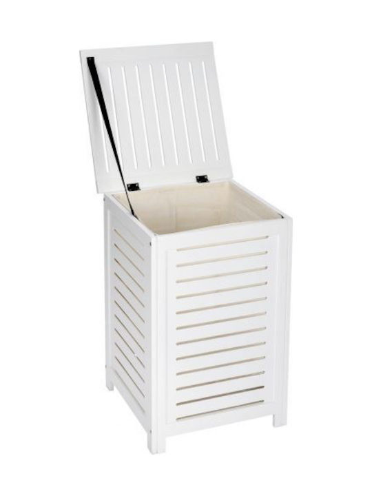 Wenko Coș De Rufe Din Lemn Cu Capac 45x65x45cm Alb