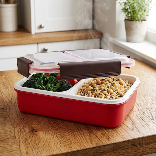 Ankor Ankor Plastic Lunch Box Red with Compartments 1L