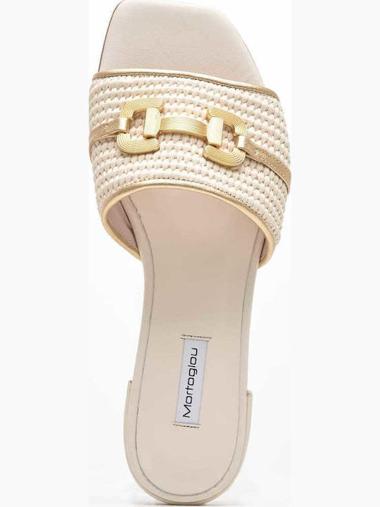 Leder Flache Sandalen Für Damen Beiges