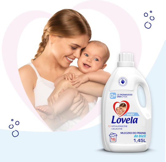 Lovela Βρεφικό Υγρό Απορρυπαντικό για Λευκά Ρούχα 1.45lt (16 Μεζούρες)
