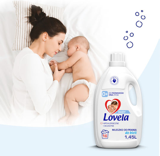 Lovela Βρεφικό Υγρό Απορρυπαντικό για Λευκά Ρούχα 1.45lt (16 Μεζούρες)