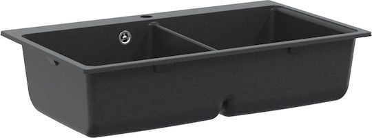 vidaXL Chiuvetă Drop-In din Granit Sintetic M86xL51cm Gri