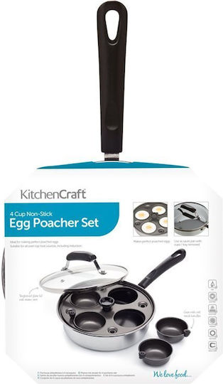 Kitchen Craft Τηγάνι από Ανθρακούχο Χάλυβα με Καπάκι με Αντικολλητική Επίστρωση 21cm