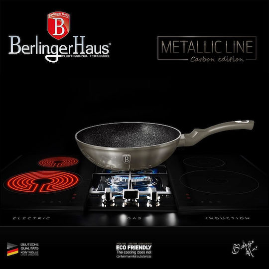 Berlinger Haus Metallic Line Wok από Αλουμίνιο με Επίστρωση από Πέτρα Carbon Collection 28cm