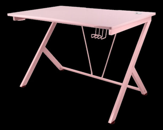 Γραφείο Gaming Ξύλινο Ροζ με Μεταλλικά Πόδια 116x75x75εκ.