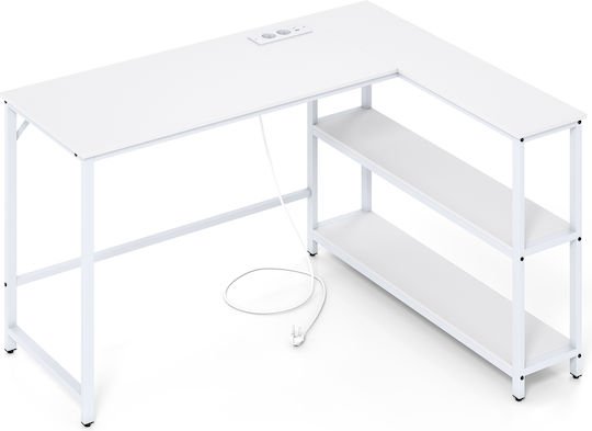 Γωνιακό Γραφείο με USB θύρες 75x131x106εκ. Λευκό