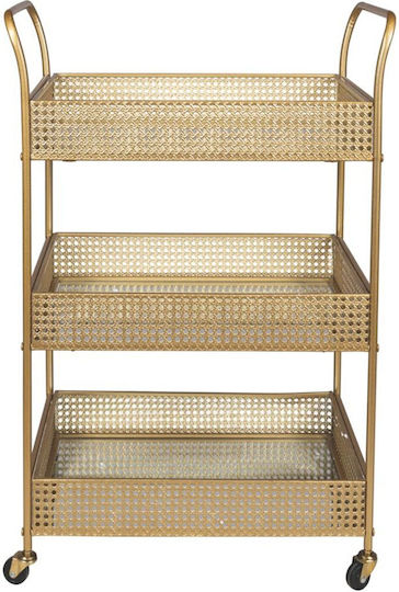 Rectangular Side Metal Coffee Table with Gold Wheels W54xL33xH84cm