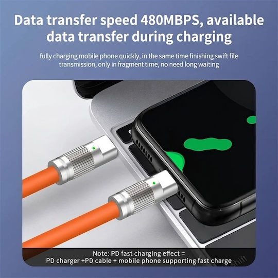 Leewello USB 2.0 Cable USB-C male - USB-C 100W Orange 3m