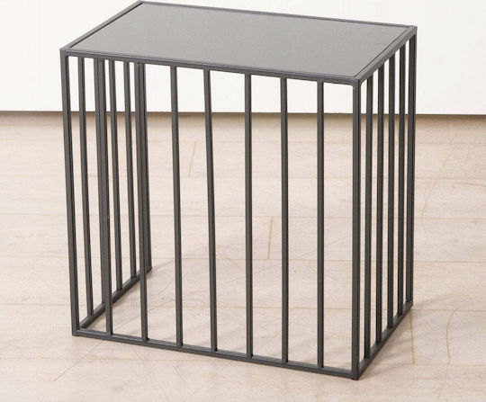 Rectangular Central Coffee Table Glass Dominant Black 2 Pieces LxW approx