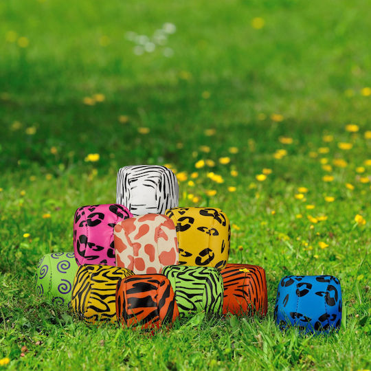 Relaxdays Set 24 Mingi De Baschet Pentru Copii Cu Imprimeu Animal Galbene Verzi Portocalii 5x5x5 Cm