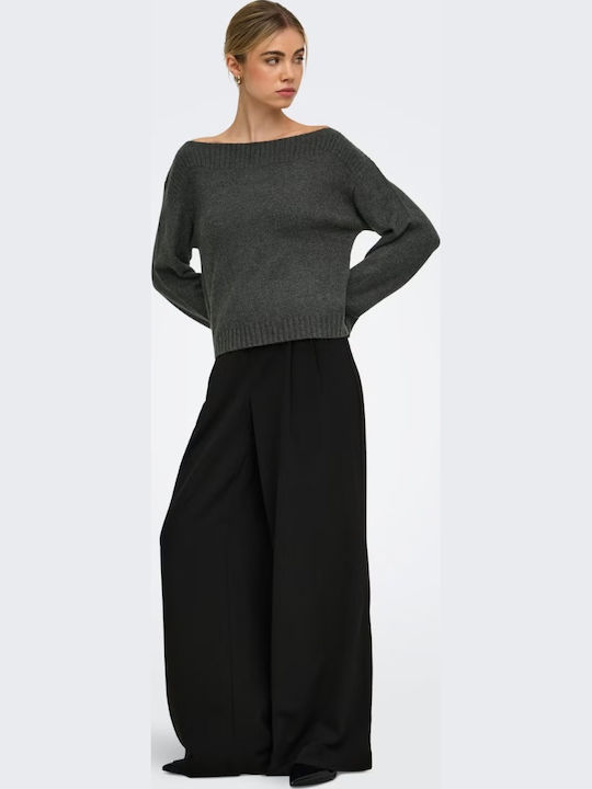 Katia Damen Langärmeliges Pullover mit Ausschnitt Lächeln Dunkelgrau