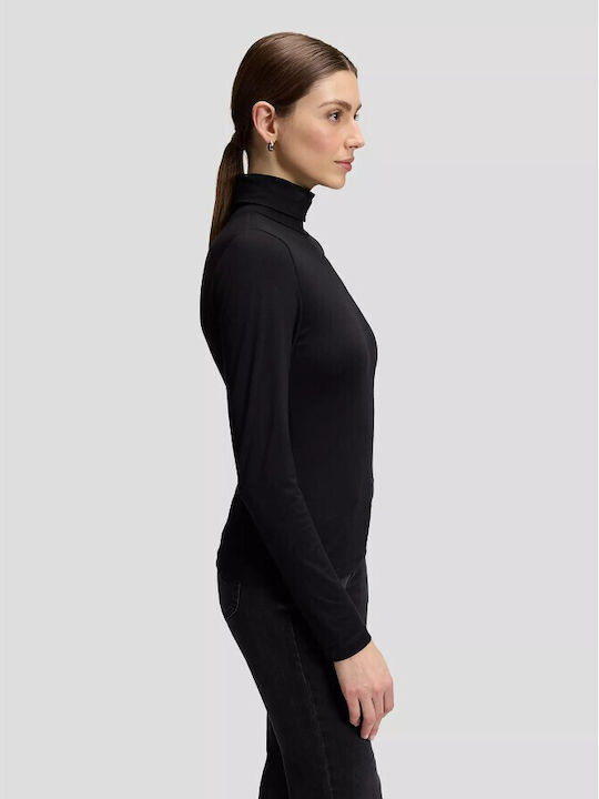 Damenbluse Langärmeliges Rollkragenpullover Schwarze