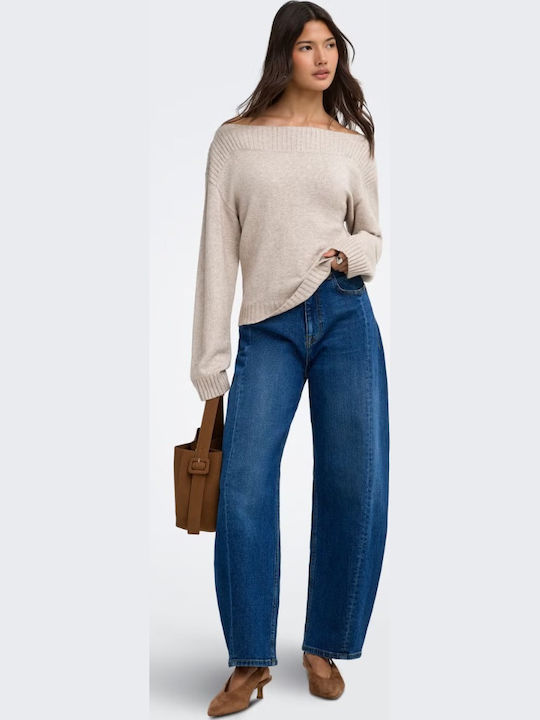 Katia Damen Langärmeliges Pullover mit Ausschnitt Lächeln Beige