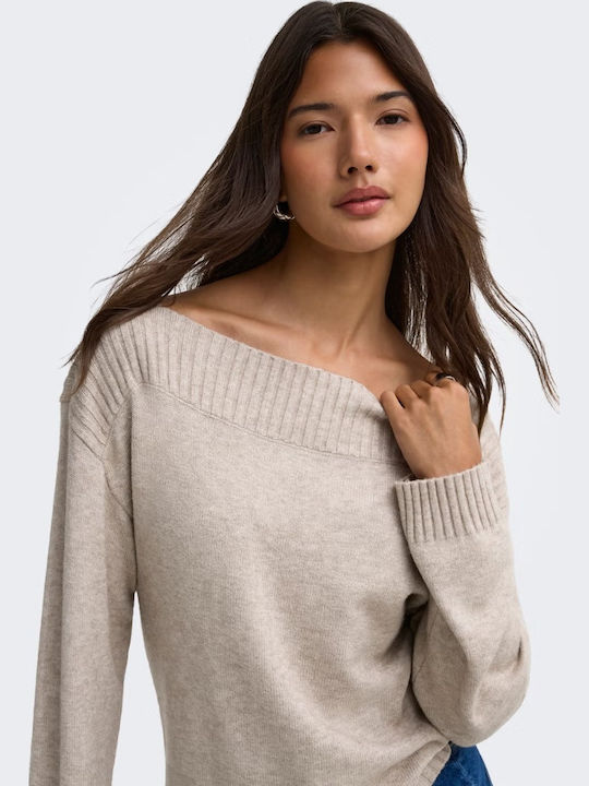Katia Damen Langärmeliges Pullover mit Ausschnitt Lächeln Beige
