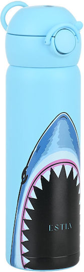 Estia Handy Bottle Save The Aegean Stainless Steel Kids Thermos Water Bottle Blue Fin 470ml