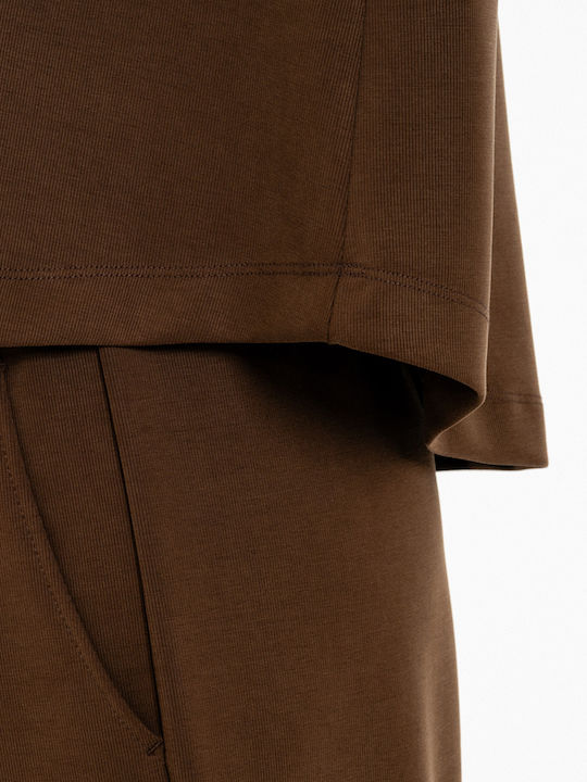 Damen Bluse mit Kapuze Braun