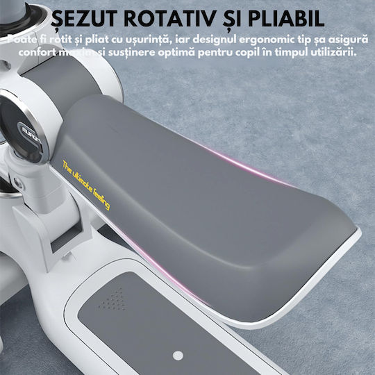 Qova Patin pentru copii pliabil cu 3 roți cu iluminare LED pentru 12 luni Alb