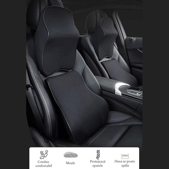 Perne Auto Premium Confort Suport Lombar Cervical Compatibile Cu Toate Mașinile Husa Detasabilă