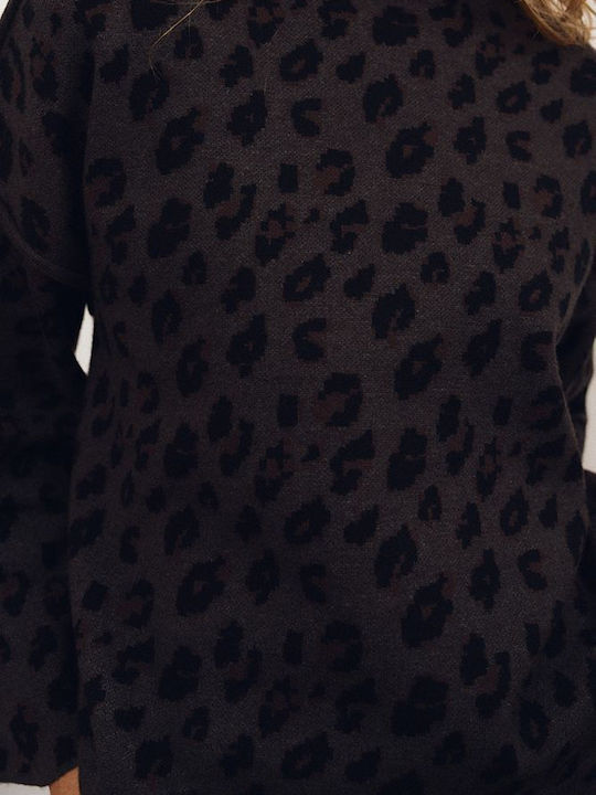 Γυναικείο Πουλόβερ Animal Print Γκρι Σκούρο