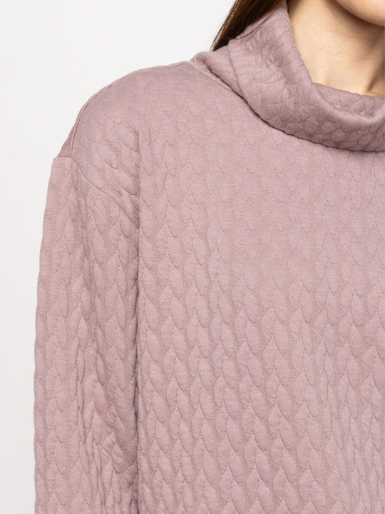 Damen Bluse Rollkragenpullover Hell Pale