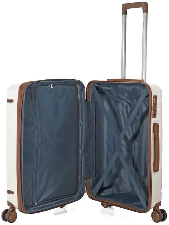 Benzi Hard Beige Travel Suitcases Set 3pcs