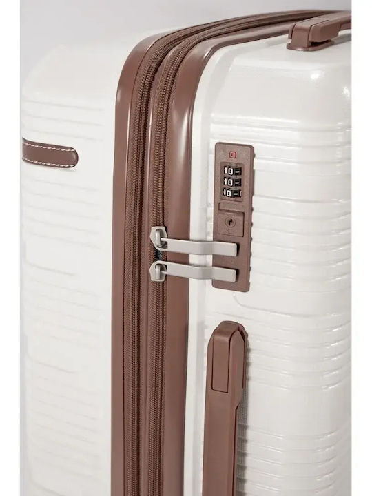 Benzi Hard Beige Travel Suitcases Set 3pcs