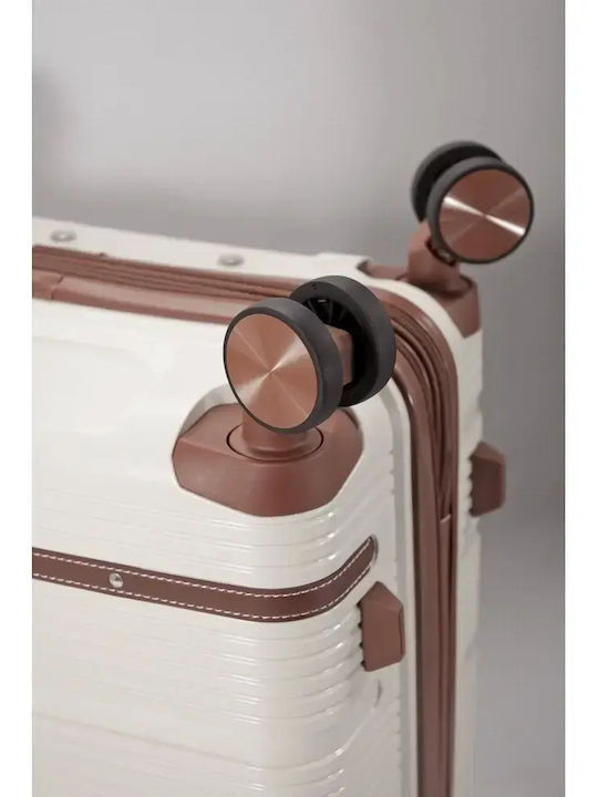Benzi Hard Beige Travel Suitcases Set 3pcs