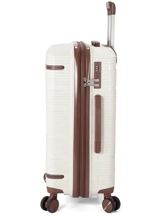 Benzi Hard Beige Travel Suitcases Set 3pcs