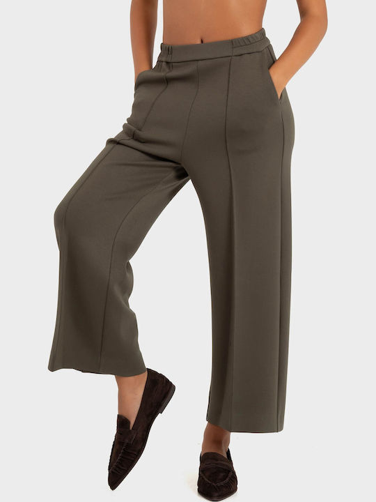 Damen Stoffhose Dunkel Olivgrün