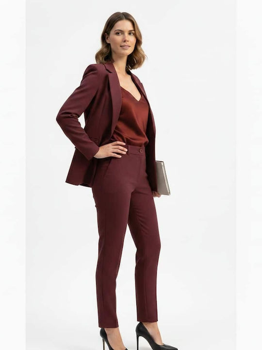 Women's Burgundy Suit in Slim Fit