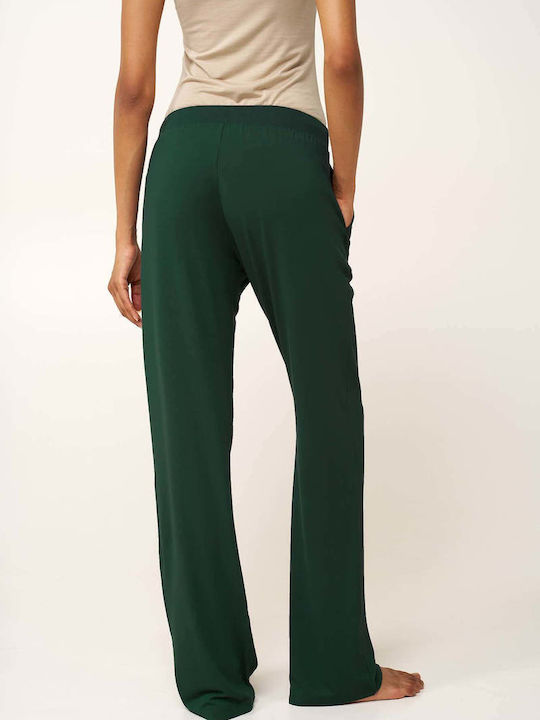Women's Fabric Trousers with Elastic Green